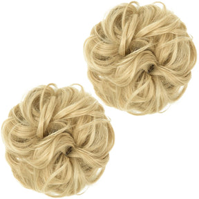 Natural Blonde Halo® Wavy Curly Messy Bun ( 2 piezas )