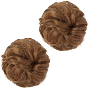 Golden Auburn/Light Auburn Halo® Wavy Curly Messy Bun ( 2 piezas )