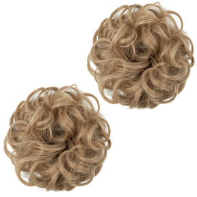 Medium Blonde Halo® Wavy Curly Messy Bun ( 2 piezas )
