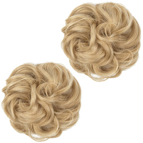 Helles honigblondes Halo® Wavy Curly Messy Bun (2 Stück)