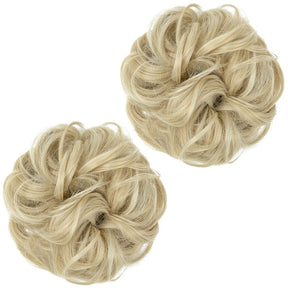 Pale Ash Blonde Halo® Wavy Curly Messy Bun ( 2 piezas )